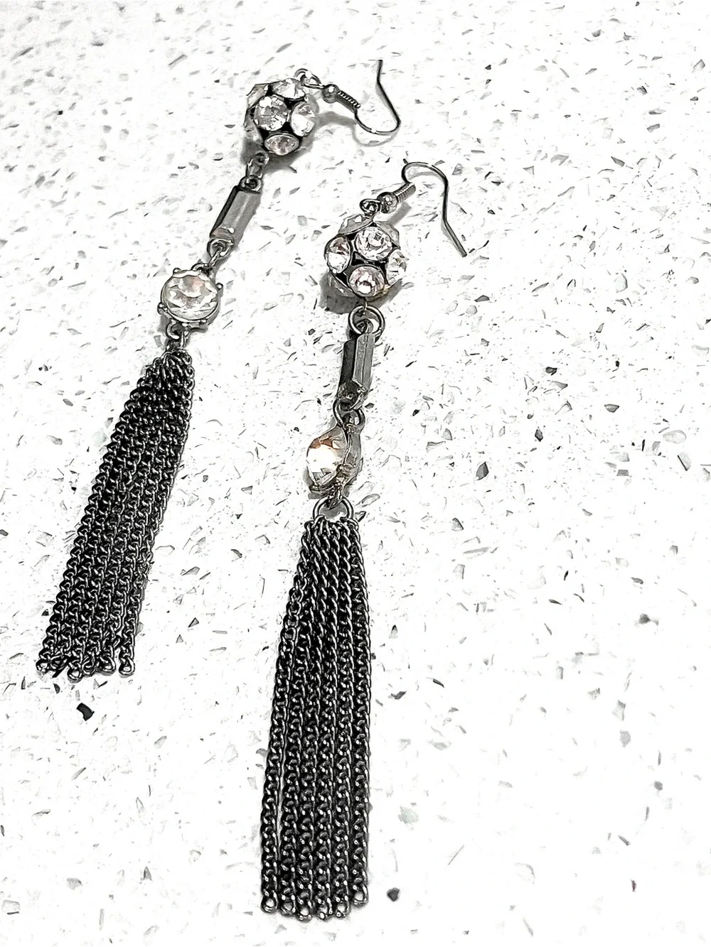 VTG bling w gunmetal accent dangle earrings